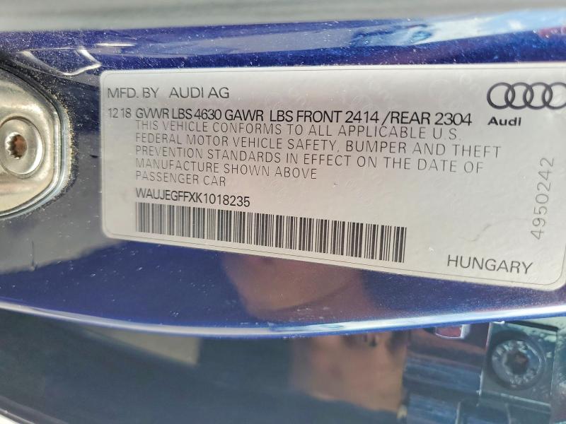 Продажа на аукционе авто 2019 Audi A3, vin: WAUJEGFFXK1018235, номер лота: 57631476