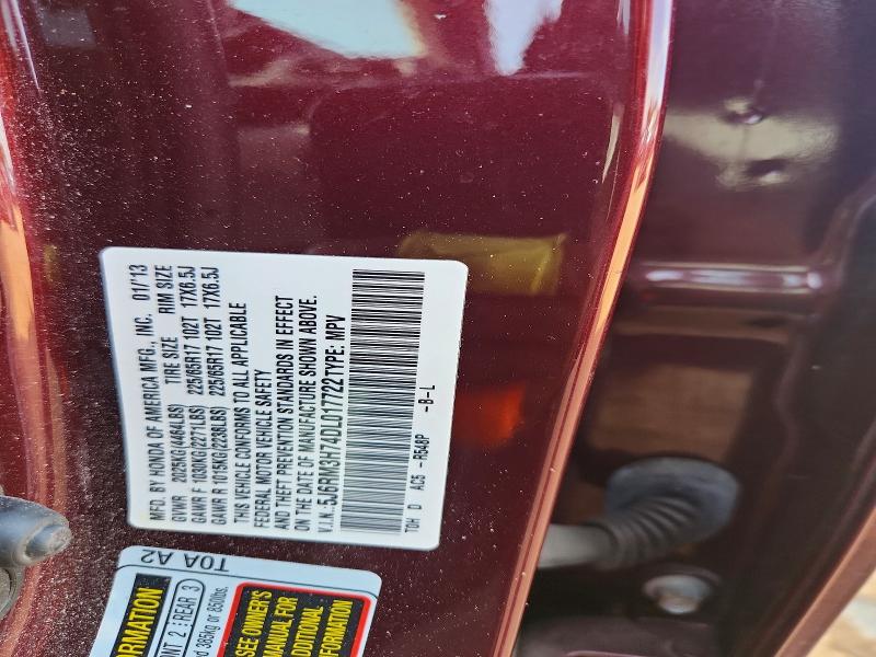 2013 Honda Cr-v მანქანა იყიდება აუქციონზე, vin: 5J6RM3H74DL017722, აუქციონის ნომერი: 57217966