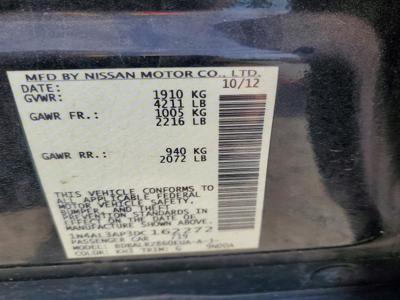 Продажа на аукционе авто 2013 Nissan Altima, vin: 1N4AL3AP3DC162272, номер лота: 54510626