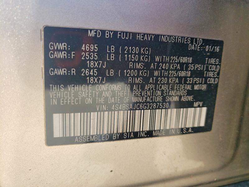 56058916 :رقم المزاد ، 4S4BSAJC6G3287530 vin ، 2016 Subaru Outback مزاد بيع