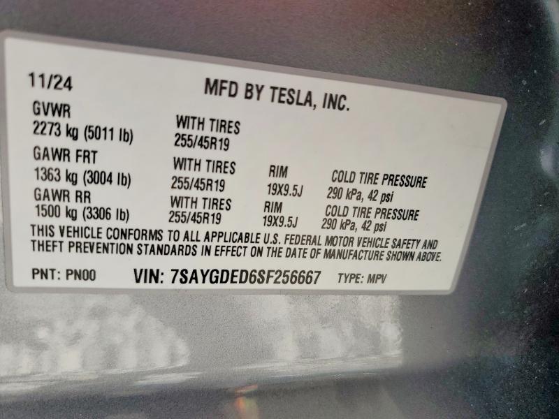 Продаж на аукціоні авто 2025 Tesla Model Y, vin: 7SAYGDED6SF256667, номер лоту: 57499236