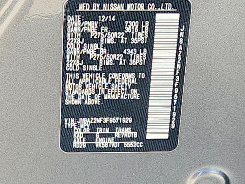 Aukcja sprzedaży 2015 Infiniti Qx80, vin: JN8AZ2NF3F9571929, numer aukcji: 57457626