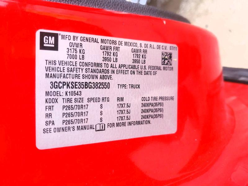 Продаж на аукціоні авто 2011 Chevrolet Silverado, vin: 3GCPKSE35BG382550, номер лоту: 57820266