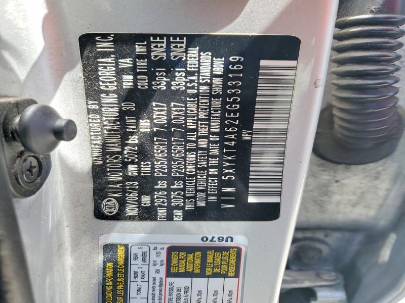 56613466 :رقم المزاد ، 5XYKT4A62EG533169 vin ، 2014 Kia Sorento مزاد بيع