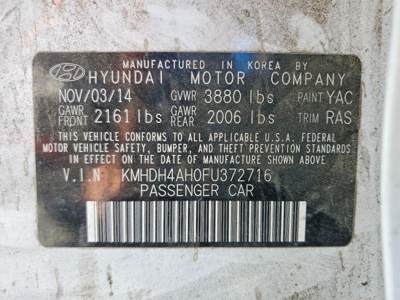 2015 Hyundai Elantra მანქანა იყიდება აუქციონზე, vin: KMHDH4AH0FU372716, აუქციონის ნომერი: 56890446