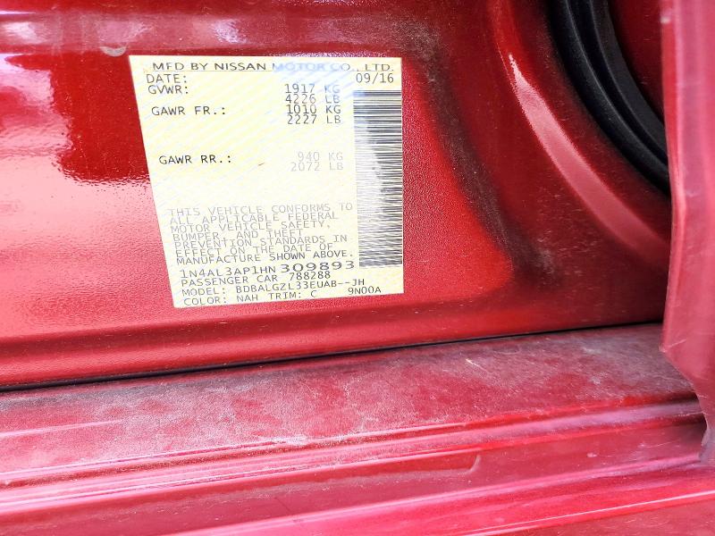 58396466 :رقم المزاد ، 1N4AL3AP1HN309893 vin ، 2017 Nissan Altima مزاد بيع