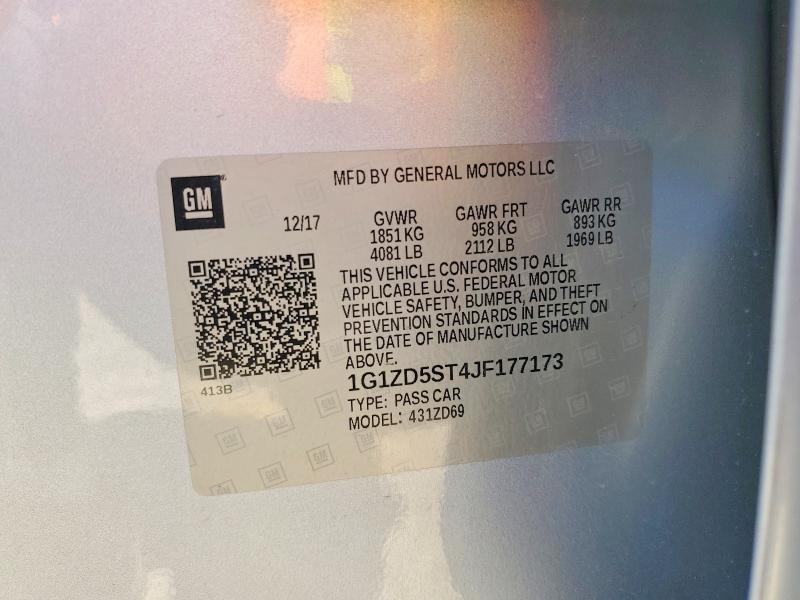 Продажа на аукционе авто 2018 Chevrolet Malibu, vin: 1G1ZD5ST4JF177173, номер лота: 58023606