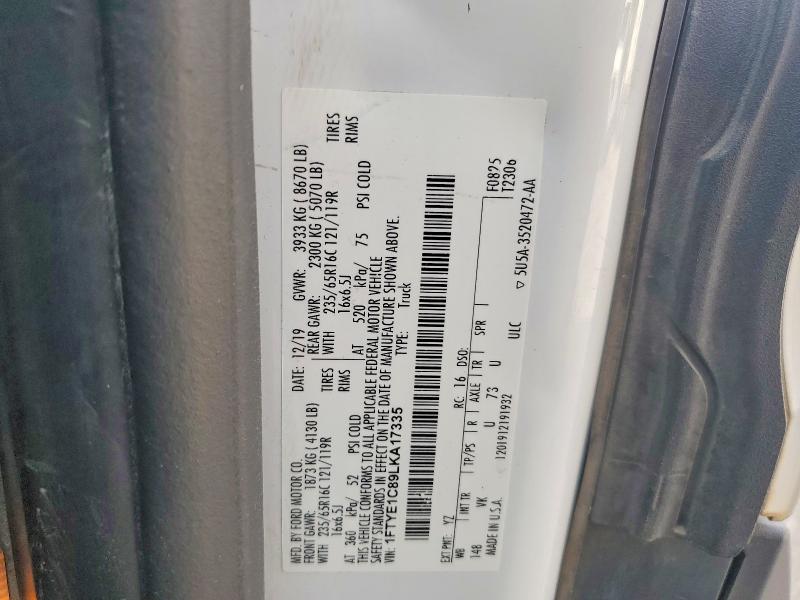 57210166 :رقم المزاد ، 1FTYE1C89LKA17335 vin ، 2020 Ford Transit مزاد بيع