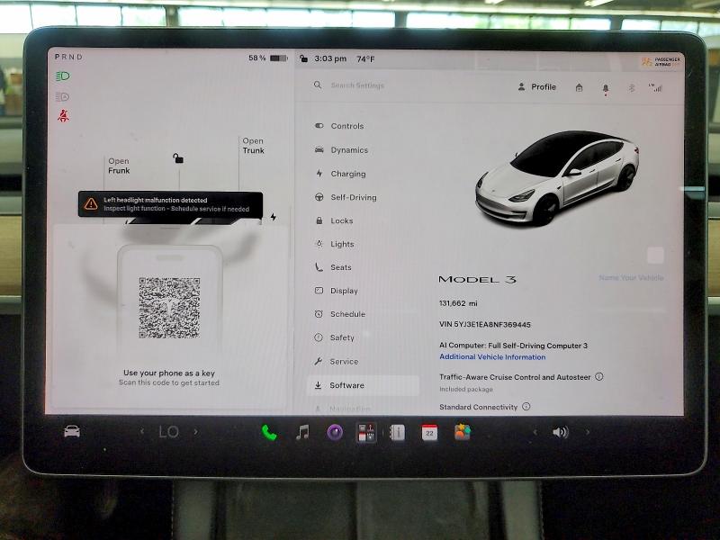 Продажа на аукционе авто 2022 Tesla Model 3, vin: 5YJ3E1EA8NF369445, номер лота: 58423536