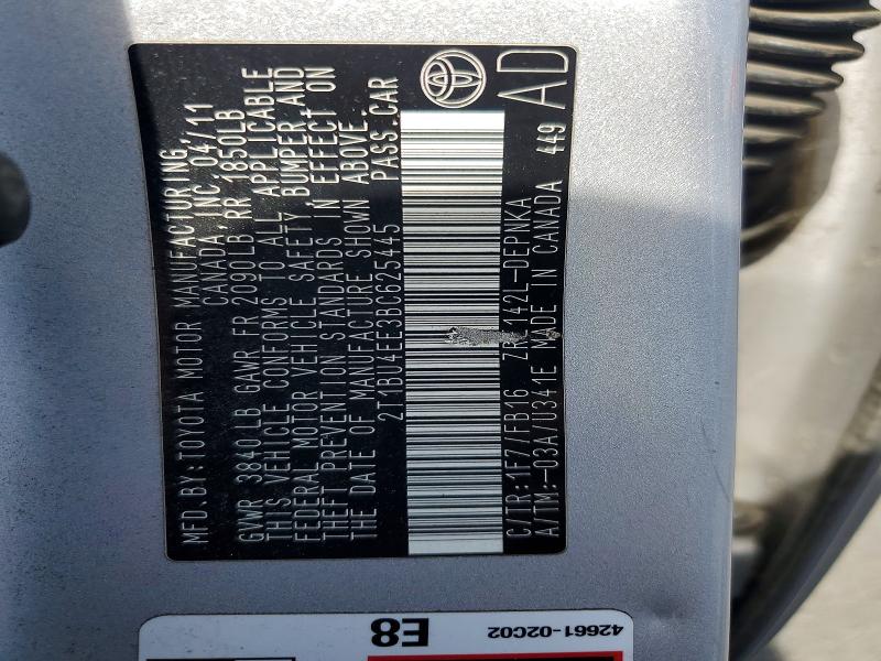 Aukcja sprzedaży 2011 Toyota Corolla, vin: 2T1BU4EE3BC625445, numer aukcji: 55189006