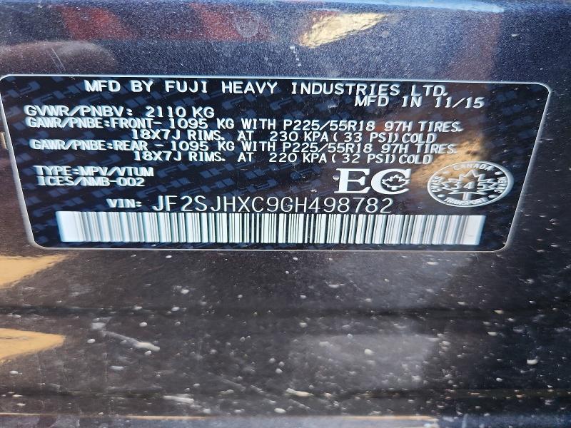 56939276 :رقم المزاد ، JF2SJHXC9GH498782 vin ، 2016 Subaru Forester مزاد بيع