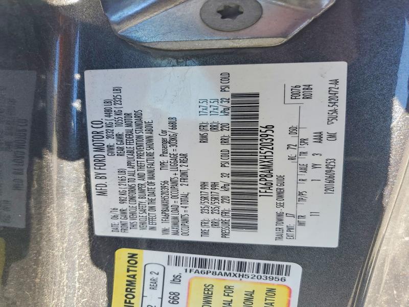 Продаж на аукціоні авто 2017 Ford Mustang, vin: 1FA6P8AMXH5203956, номер лоту: 56877466