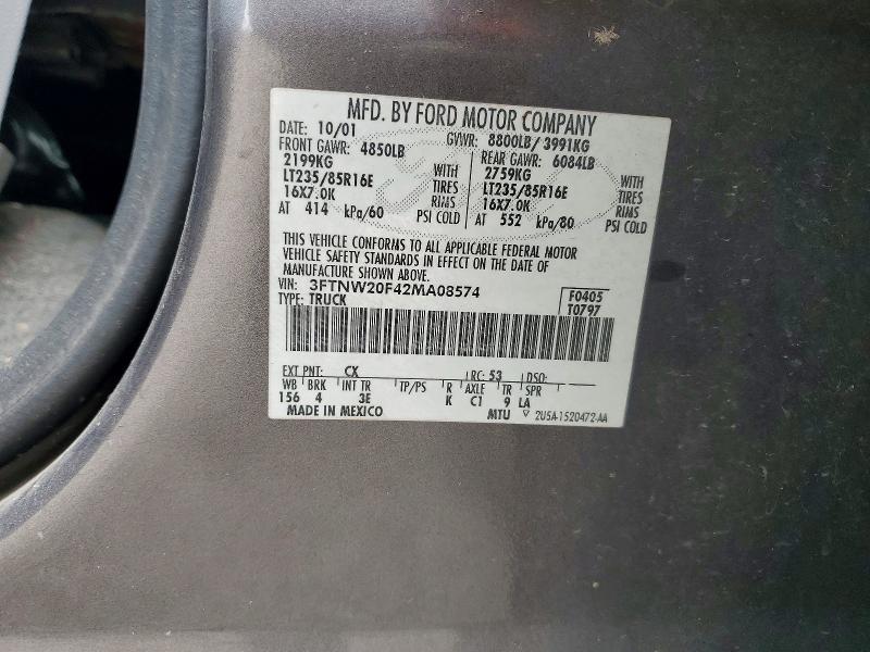 Продажа на аукционе авто 2002 Ford F250, vin: 3FTNW20F42MA08574, номер лота: 58782996
