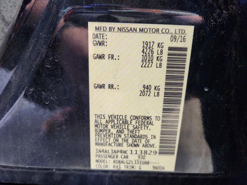 57159686 :رقم المزاد ، 1N4AL3AP4HC113829 vin ، 2017 Nissan Altima مزاد بيع