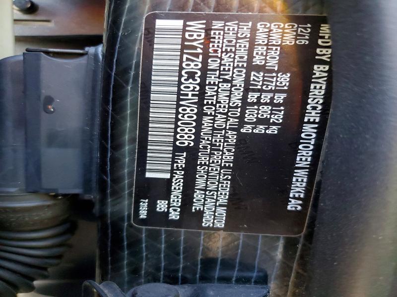 Продажа на аукционе авто 2017 Bmw I3, vin: WBY1Z8C36HV890886, номер лота: 58926966