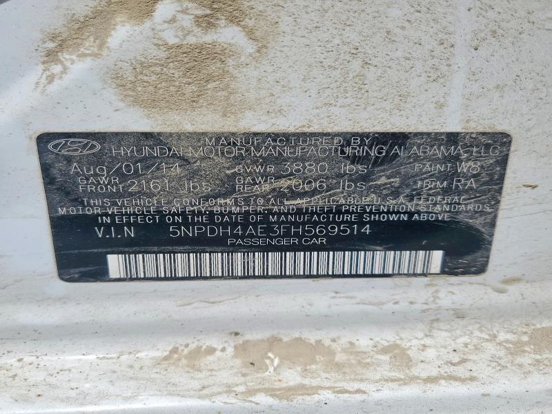 85978975 :رقم المزاد ، 5NPDH4AE3FH569514 vin ، 2015 Hyundai Elantra مزاد بيع
