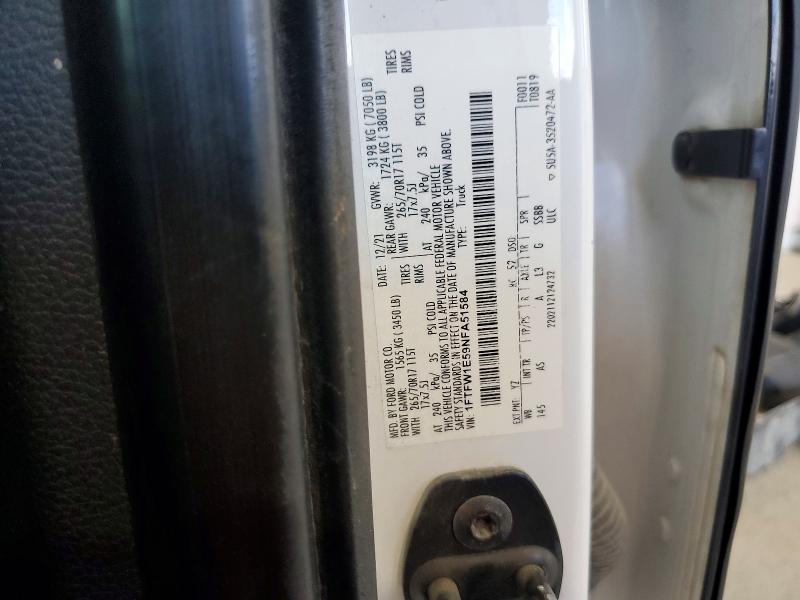 Aukcja sprzedaży 2022 Ford F150, vin: 1FTFW1E59NFA51584, numer aukcji: 57445016