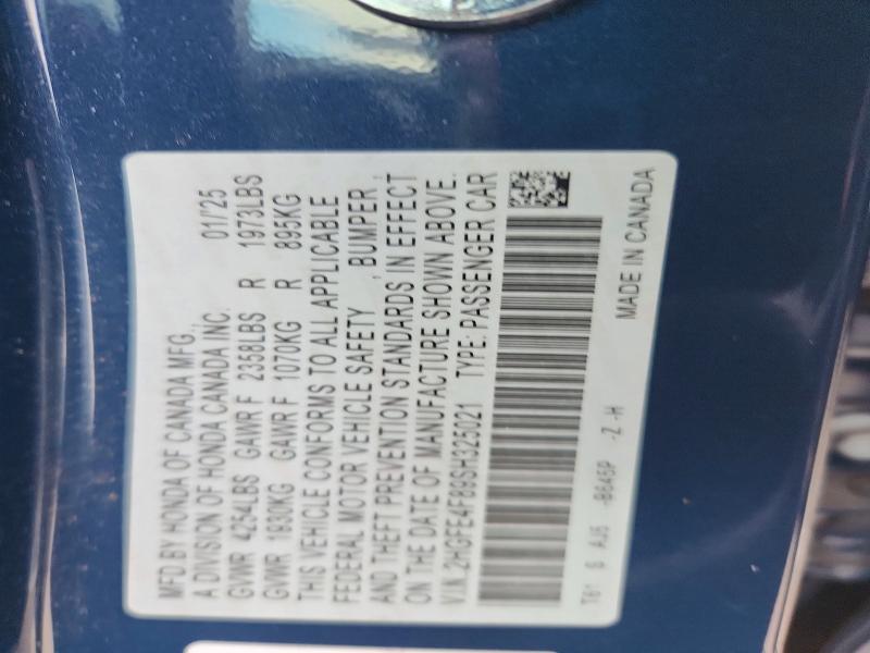 2025 Honda Civic მანქანა იყიდება აუქციონზე, vin: 2HGFE4F89SH325021, აუქციონის ნომერი: 56882616