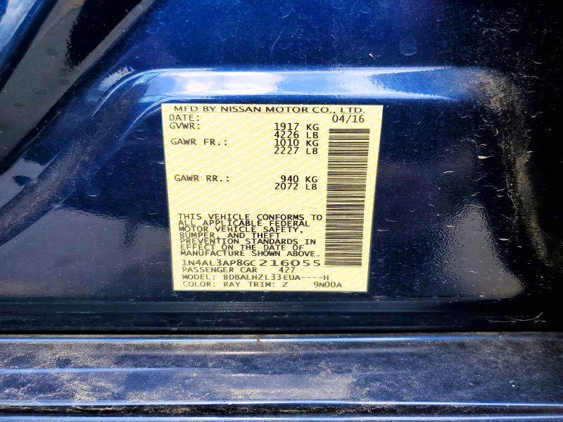 Продажа на аукционе авто 2016 Nissan Altima, vin: 1N4AL3AP8GC216055, номер лота: 57612076