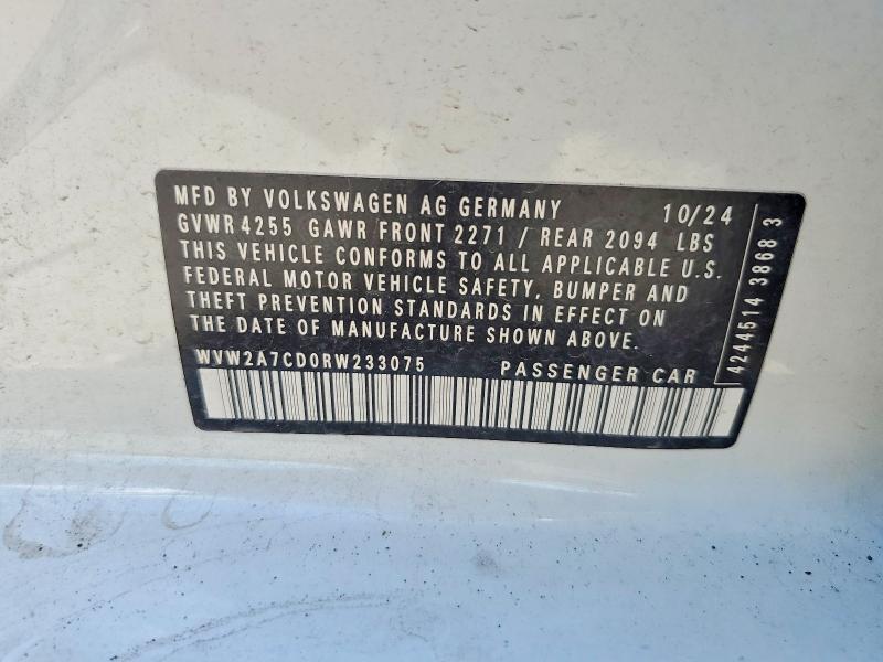 58045496 :رقم المزاد ، WVW2A7CD0RW233075 vin ، 2024 Volkswagen Gti مزاد بيع