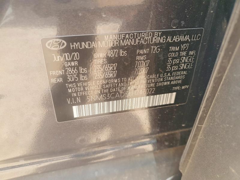 Продаж на аукціоні авто 2020 Hyundai Santa Fe, vin: 5NMS3CAD5LH247022, номер лоту: 59155826