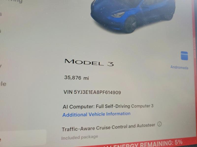 Продажа на аукционе авто 2023 Tesla Model 3, vin: 5YJ3E1EA8PF614909, номер лота: 57027906