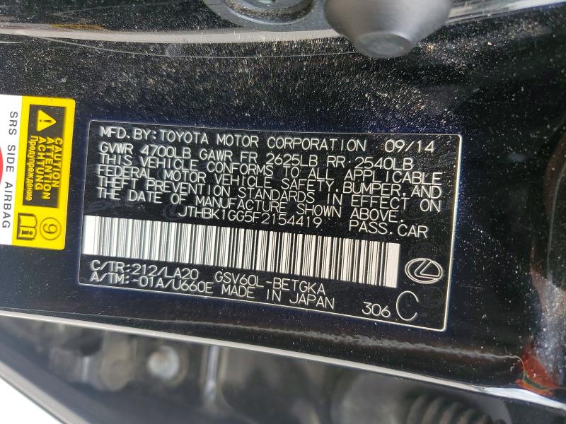 Продаж на аукціоні авто 2015 Lexus Es, vin: JTHBK1GG5F2154419, номер лоту: 58390836
