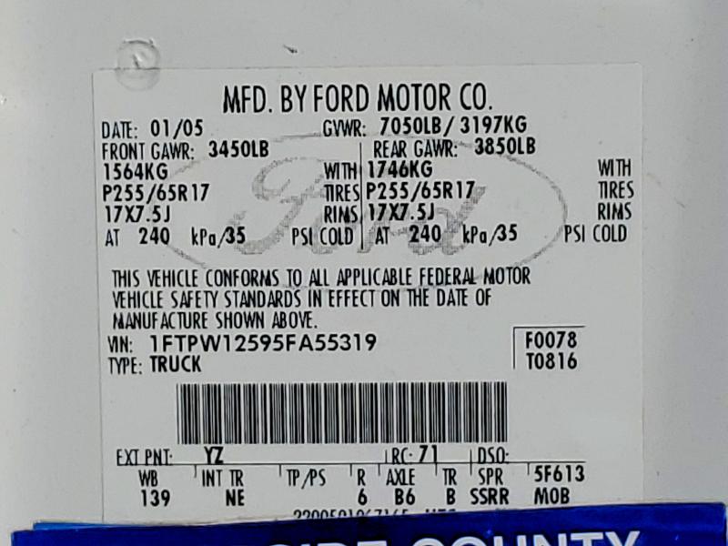 Aukcja sprzedaży 2005 Ford F150, vin: 1FTPW12595FA55319, numer aukcji: 58999316