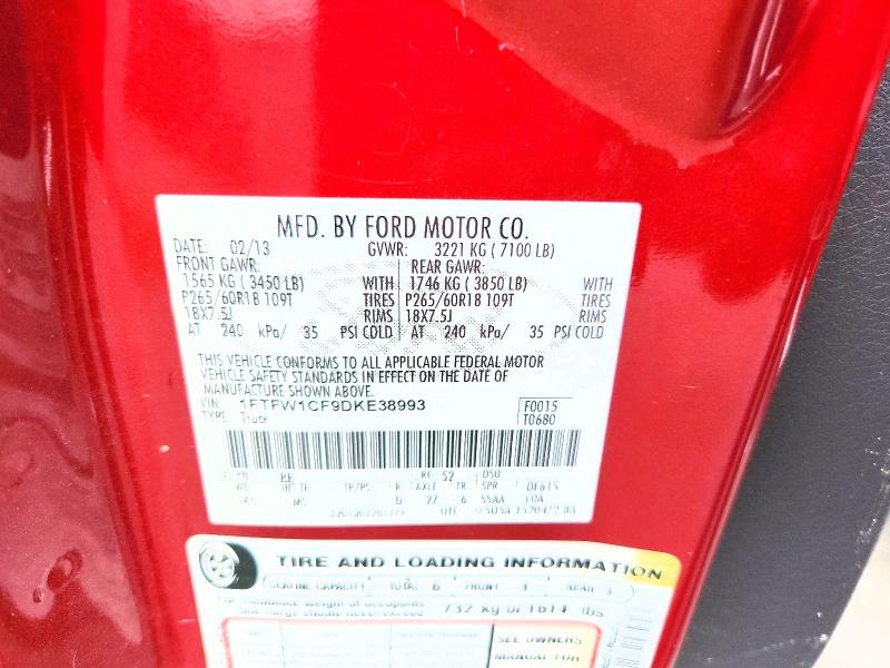 Продажа на аукционе авто 2013 Ford 150, vin: 1FTFW1CF9DKE38993, номер лота: 56767236