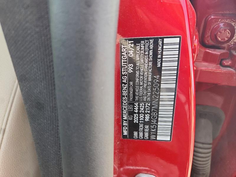2021 Mercedes-benz Cla მანქანა იყიდება აუქციონზე, vin: W1K5J4GB7MN225094, აუქციონის ნომერი: 63038176
