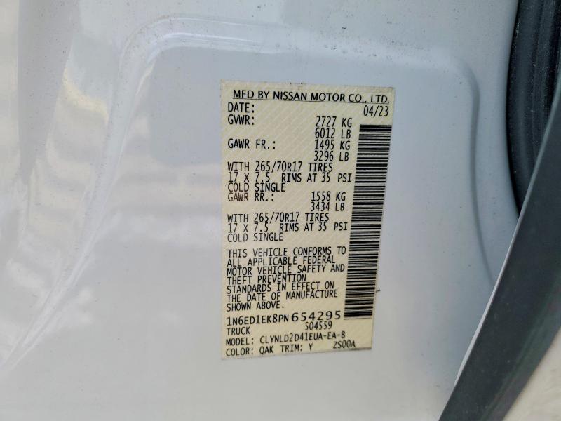 Aukcja sprzedaży 2023 Nissan Frontier, vin: 1N6ED1EK8PN654295, numer aukcji: 57650476