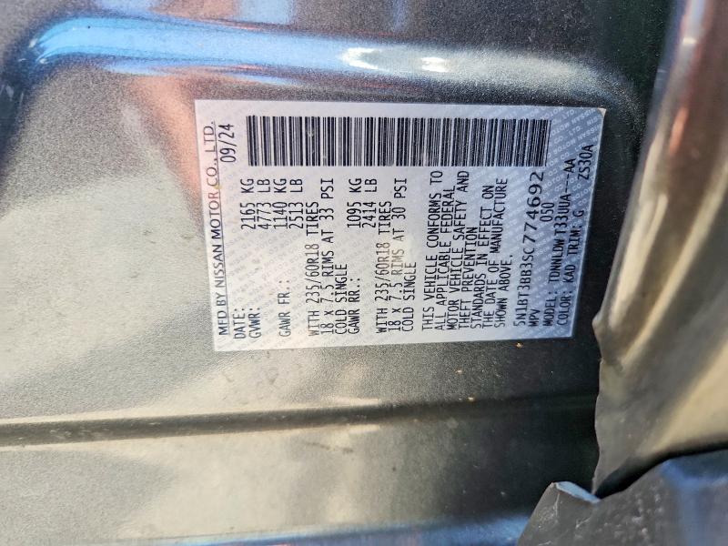 56299536 :رقم المزاد ، 5N1BT3BB3SC774692 vin ، 2025 Nissan Rogue مزاد بيع