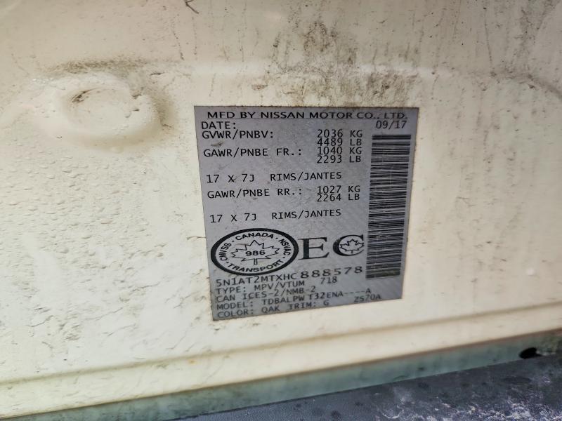 51624036 :رقم المزاد ، 5N1AT2MTXHC888578 vin ، 2017 Nissan Rogue مزاد بيع