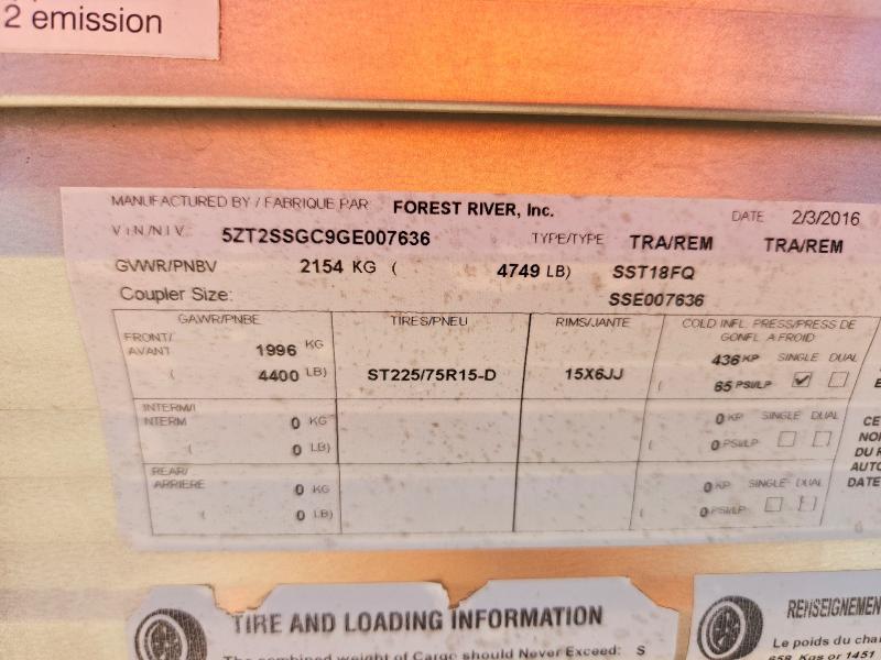 Продажа на аукционе авто 2016 Foresriver Shasta, vin: 5ZT2SSGC9GE007636, номер лота: 57329936