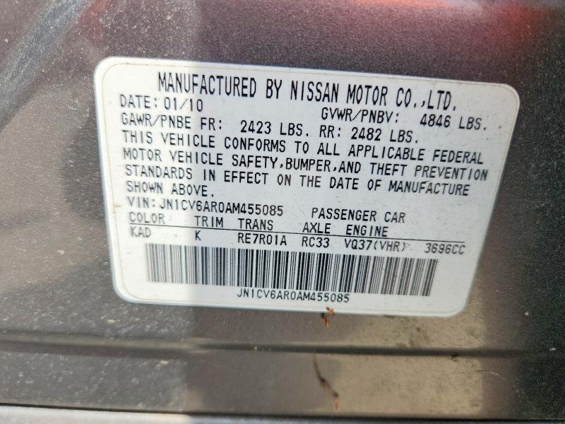 Продажа на аукционе авто 2010 Infiniti G37 Sedan, vin: JN1CV6AR0AM455085, номер лота: 57296476