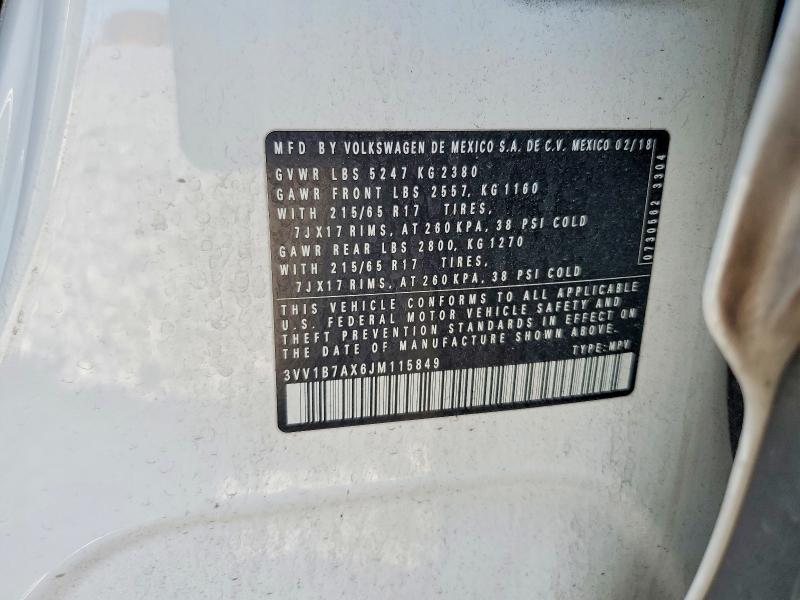 58622896 :رقم المزاد ، 3VV1B7AX6JM115849 vin ، 2018 Volkswagen Tiguan مزاد بيع