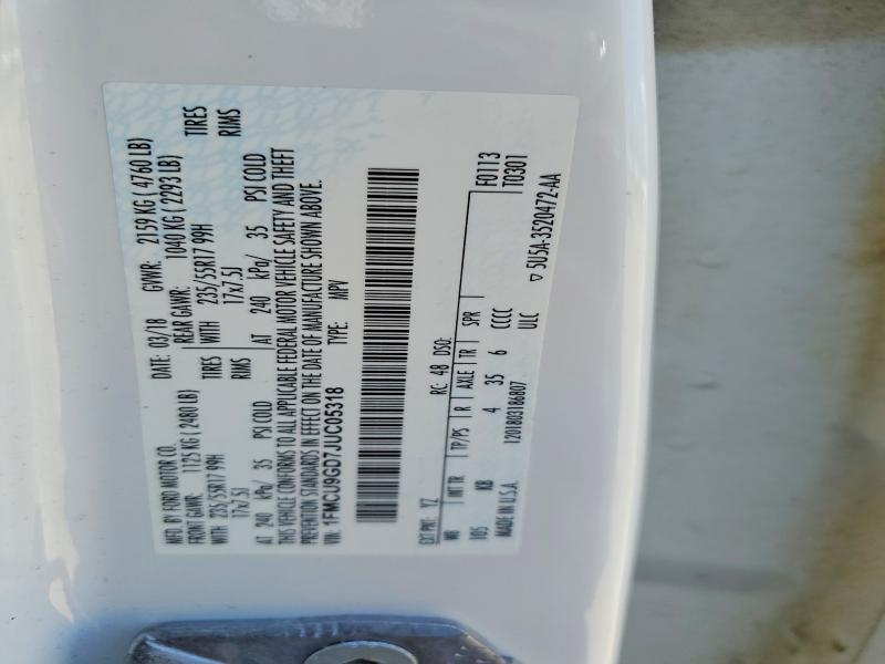Aukcja sprzedaży 2018 Ford Escape, vin: 1FMCU9GD7JUC05318, numer aukcji: 57196876