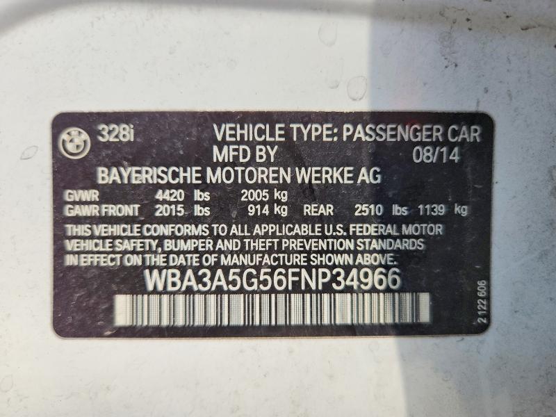 Aukcja sprzedaży 2015 Bmw 328, vin: WBA3A5G56FNP34966, numer aukcji: 57490846