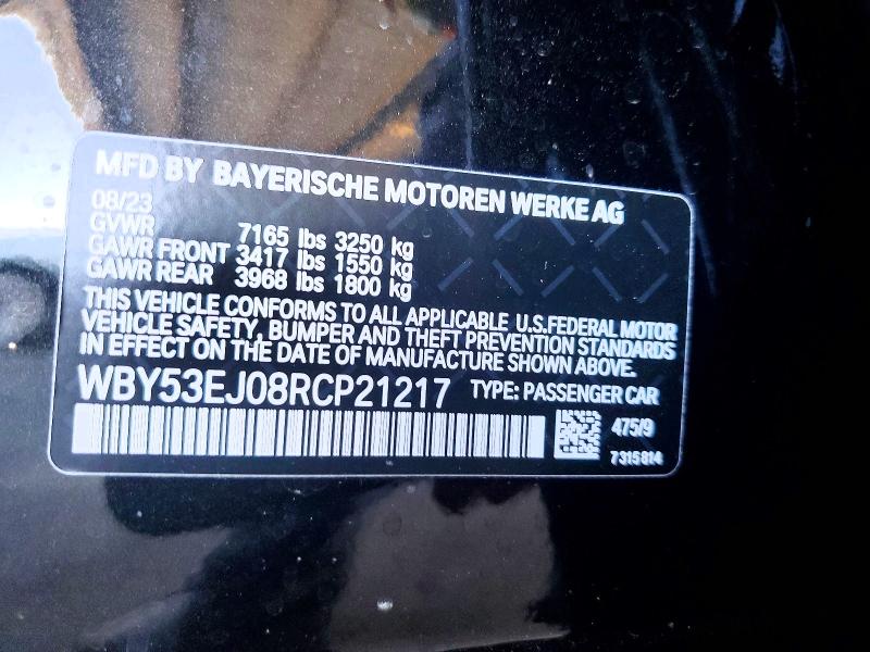 Aukcja sprzedaży 2024 Bmw I7, vin: WBY53EJ08RCP21217, numer aukcji: 54640206