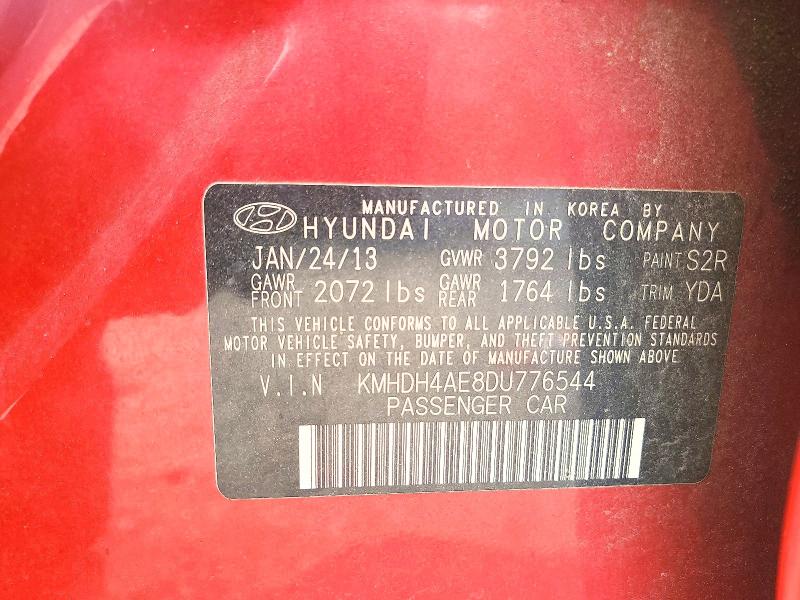2013 Hyundai Elantra მანქანა იყიდება აუქციონზე, vin: KMHDH4AE8DU776544, აუქციონის ნომერი: 58100436