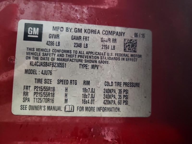 Продаж на аукціоні авто 2015 Buick Encore, vin: KL4CJASB4FB230551, номер лоту: 57047216