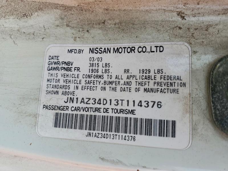 Aukcja sprzedaży 2003 Nissan 350z, vin: JN1AZ34D13T114376, numer aukcji: 58242756