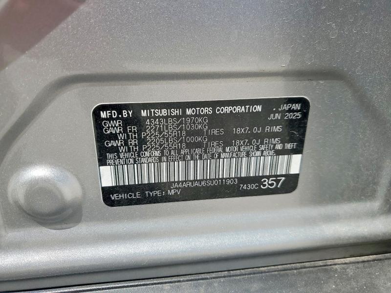 2025 Mitsubishi Outlander Sport მანქანა იყიდება აუქციონზე, vin: JA4ARUAU6SU011903, აუქციონის ნომერი: 56129916