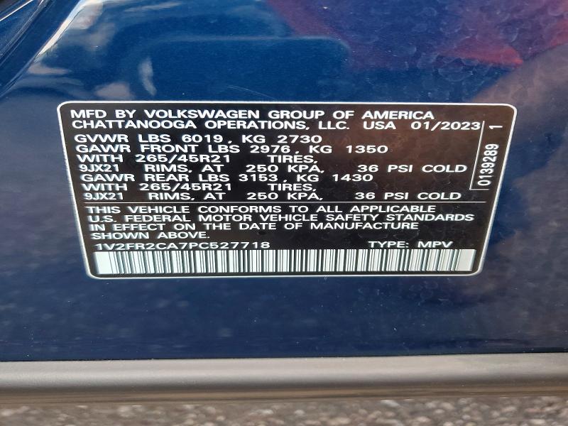 2023 Volkswagen Atlas მანქანა იყიდება აუქციონზე, vin: 1V2FR2CA7PC527718, აუქციონის ნომერი: 57401626