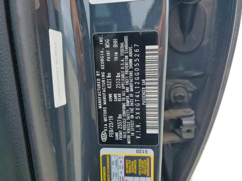 58897256 :رقم المزاد ، 5XXGT4L12GG055267 vin ، 2016 Kia Optima مزاد بيع