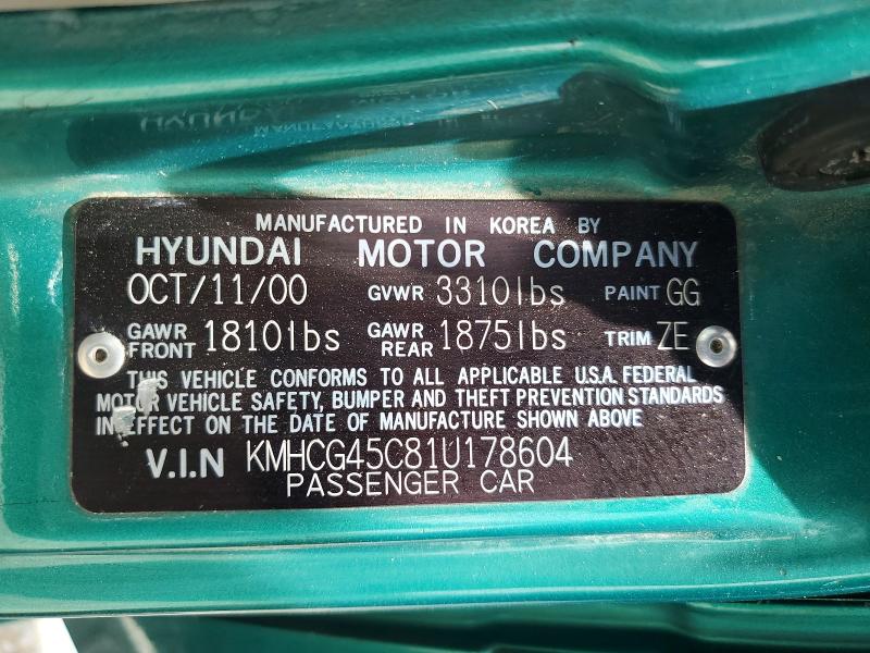 Продаж на аукціоні авто 2001 Hyundai Accent, vin: KMHCG45C81U178604, номер лоту: 56311456