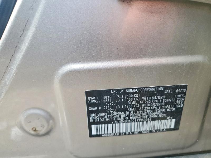 Aukcja sprzedaży 2018 Subaru Outback, vin: 4S4BSACC1J3353986, numer aukcji: 54895466