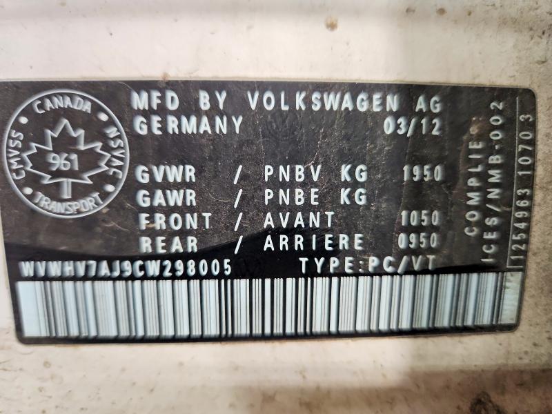 Aukcja sprzedaży 2012 Volkswagen Gti, vin: WVWHV7AJ9CW298005, numer aukcji: 57210086