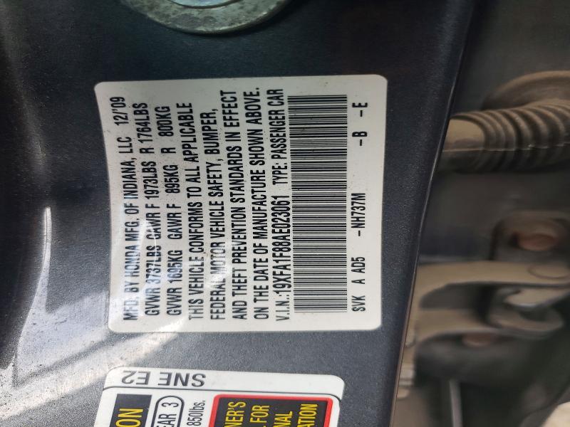 Aukcja sprzedaży 2010 Honda Civic, vin: 19XFA1F88AE023061, numer aukcji: 56608096