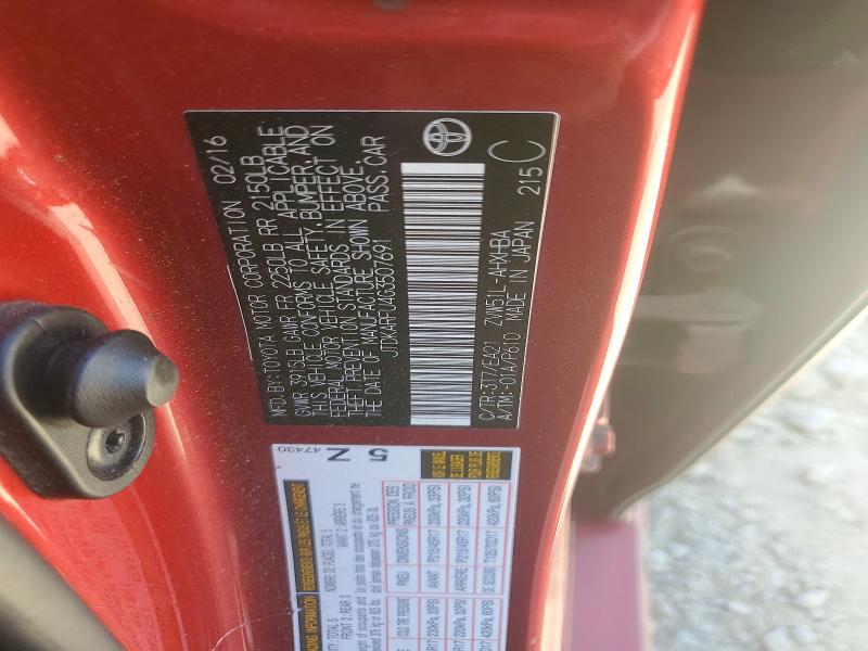 Продаж на аукціоні авто 2016 Toyota Prius, vin: JTDKARFU4G3507691, номер лоту: 59383676